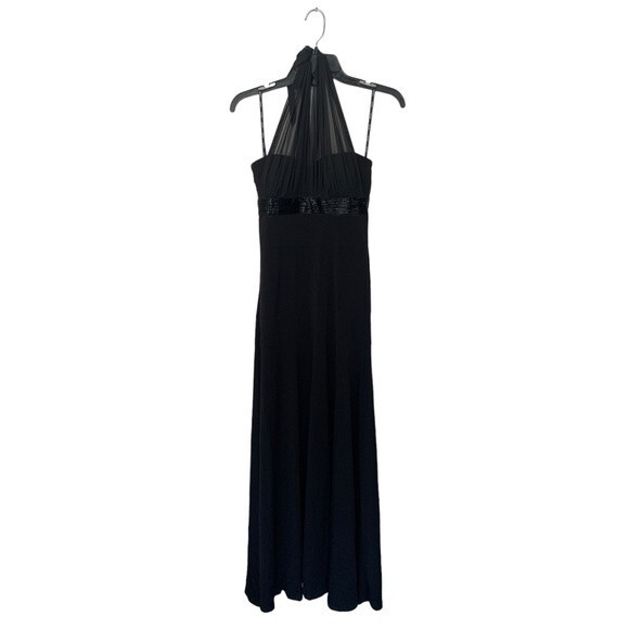 XOXO | Gorgeous Black Tulle HalterTie Beaded Waist Evening Dress S - Picture 1 of 9